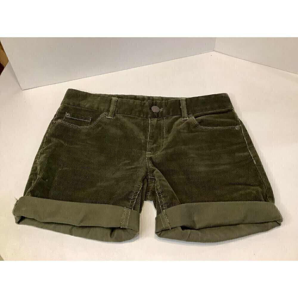J Crew Women's Corduroy Shorts Green Size 0 77388 Stretch Cords 2% Spandex